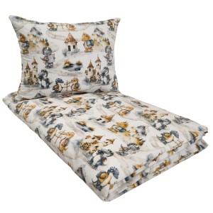 KOMPLET POŚCIELI - DINUŚ PODRÓŻNIK - 100x160+50x60 - 100% BAWEŁNA na zamek