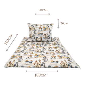 KOMPLET POŚCIELI - DINUŚ PODRÓŻNIK - 100x160+50x60 - 100% BAWEŁNA na zamek