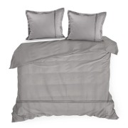 Elegancka Pościel Haftowana PREMIUM - 220x200 szara z srebrną nicią 100% bawełna