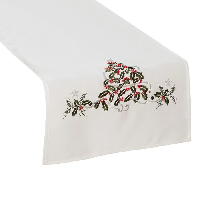 Elegancki świąteczny bieżnik 3D z perełkami - 40x140cm