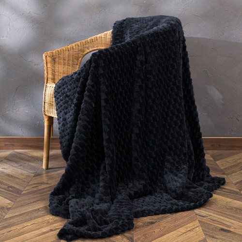 Puszysty Koc super soft - 160x200 cm czarny