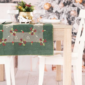 Elegancki świąteczny bieżnik z haftem - 40x140cm