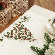 Elegancki świąteczny bieżnik 3D z perełkami - 40x140cm