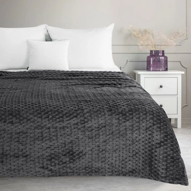 Puszysty Koc CINDY super soft 3D - 150x200 cm stalowy