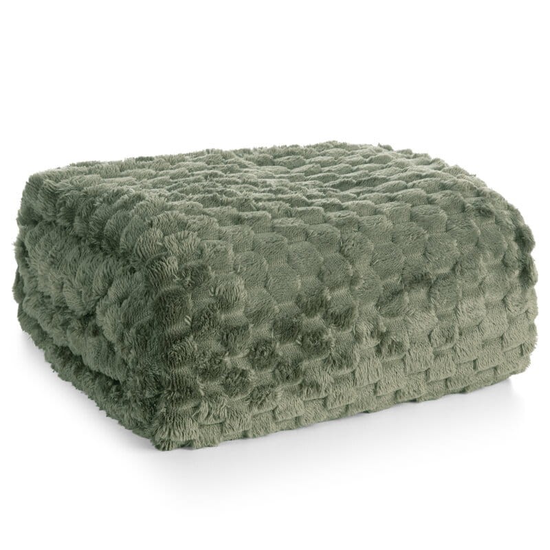 Puszysty Koc CINDY super soft 3D - 150x200 cm oliwka