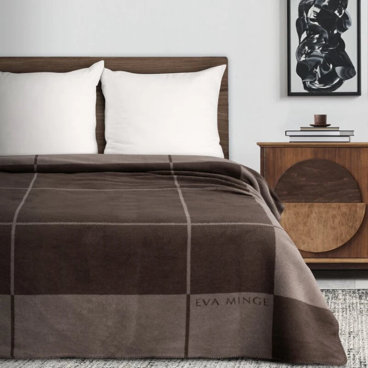 EVA MINGE - designerski KOC PREMIUM - 220x240 brąz + ciemny beż