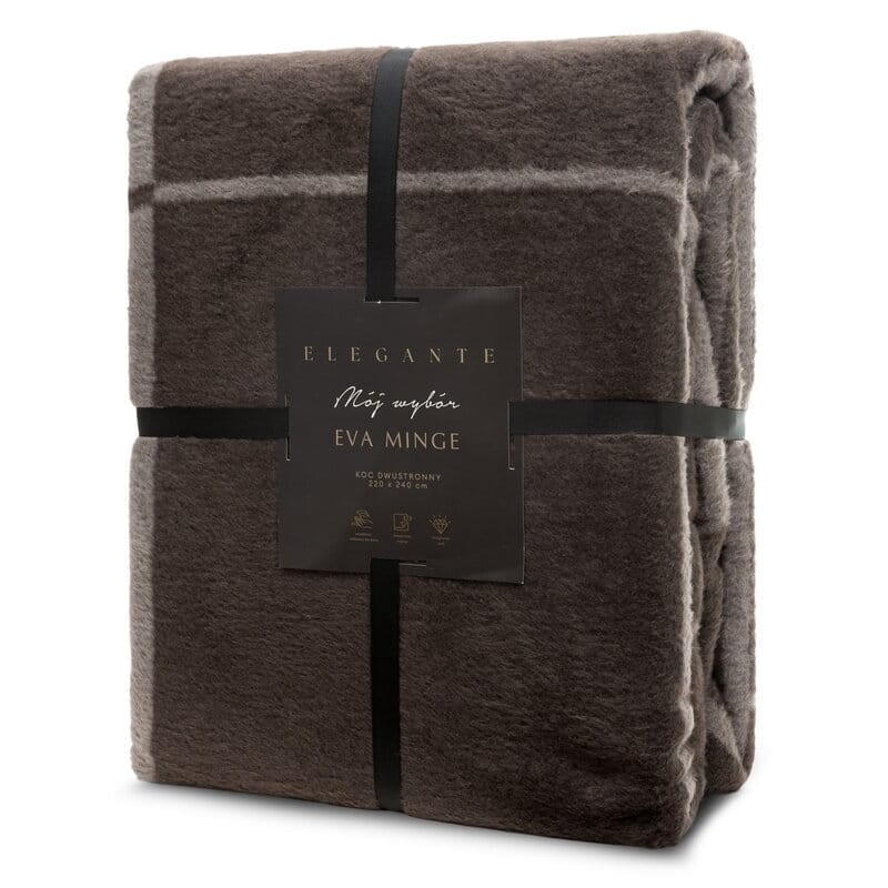 EVA MINGE - designerski KOC PREMIUM - 220x240 brąz + ciemny beż