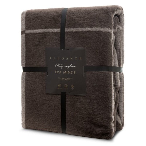 EVA MINGE - designerski KOC PREMIUM - 220x240 brąz + ciemny beż