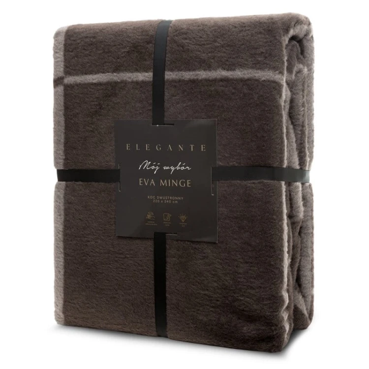 EVA MINGE - designerski KOC PREMIUM - 220x240 brąz + ciemny beż
