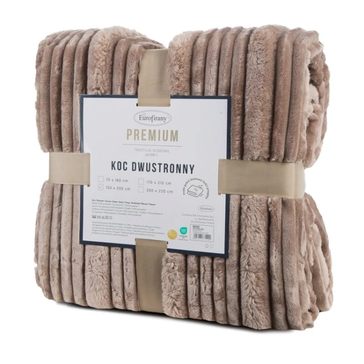 Puszysty Koc 3D super soft - NINA - 150x200 cm ciemny beż