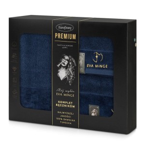 Komplet wyjątkowych ręczników - EVA MINGE - złoty haft - w eleganckim pudełku 3 szt