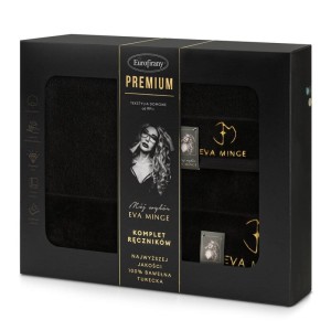 Komplet wyjątkowych ręczników - EVA MINGE - złoty haft - w eleganckim pudełku 3 szt