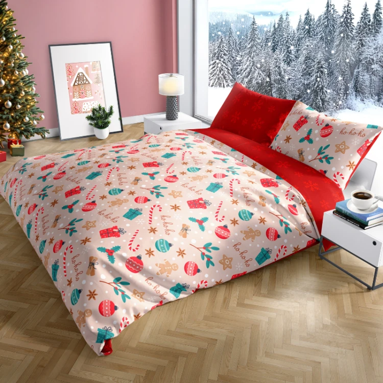 Pościel Świąteczna Dwustronna - 220x200 Komplet 100% Bawełna