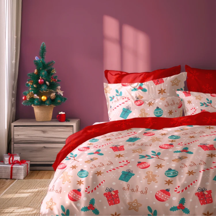 Pościel Świąteczna Dwustronna - 220x200 Komplet 100% Bawełna