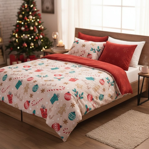 pościel świąteczna dwustronna piernik ciastek 220x200 komplet 100% bawełna