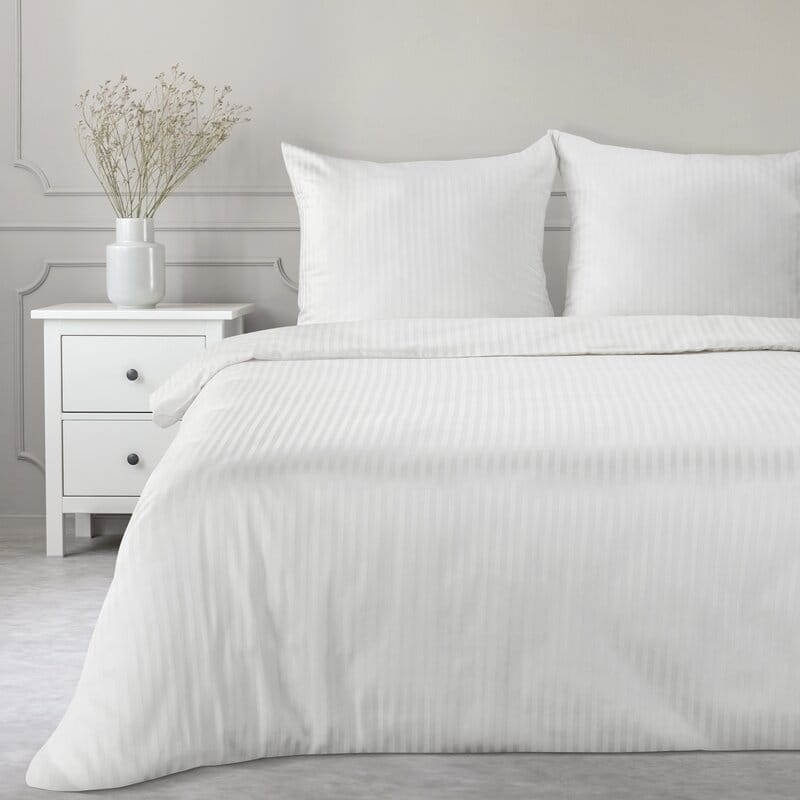 KOMPLET POŚCIELI - adamaszek satynowy - 220x200 NA ZAMEK biała