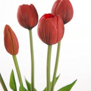 Bukiet 5 szt Tulipanów - 41cm silikon - dekoracja kolor czerwony