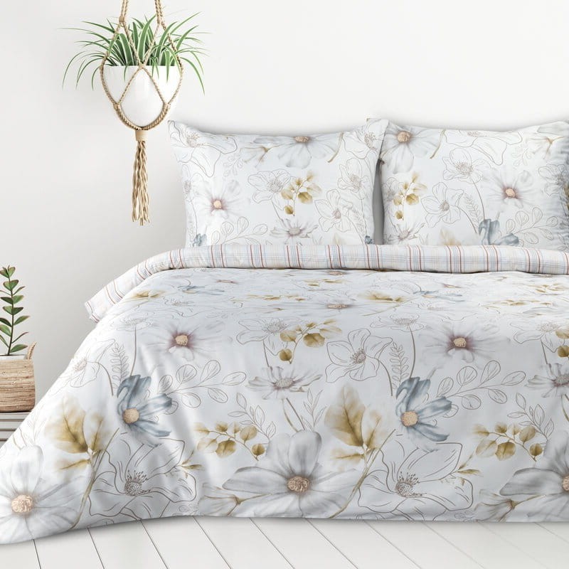 pościel dwustronna - LEA - komplet 160x200 - na zamek bez prasowania