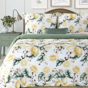 Pościel Dwustronna 220x200 cm - CYTRYNA SPRING – 100% Bawełna splot satynowy