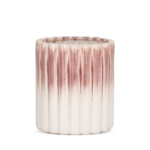 Ceramiczna osłonka na doniczkę prążkowana ∅ 15 cm – elegancka donica z otworem odpływowym