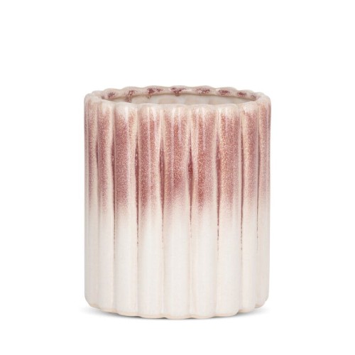 Ceramiczna osłonka na doniczkę prążkowana ∅ 15 cm – elegancka donica z otworem odpływowym