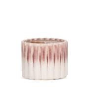 Ceramiczna osłonka na doniczkę prążkowana ∅11 cm – elegancka donica z otworem odpływowym