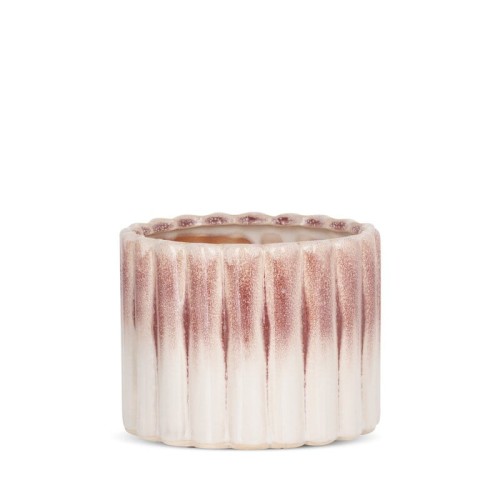 Ceramiczna osłonka na doniczkę prążkowana ∅11 cm – elegancka donica z otworem odpływowym