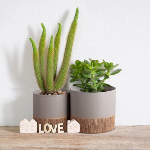 Ceramiczna doniczka z otworem odpływowym ∅13 cm – nowoczesna osłonka w naturalnym stylu