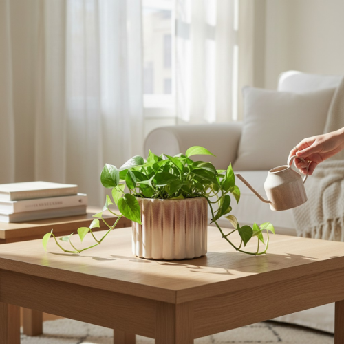 Ceramiczna osłonka na doniczkę prążkowana ∅ 11 cm – elegancka donica z otworem odpływowym