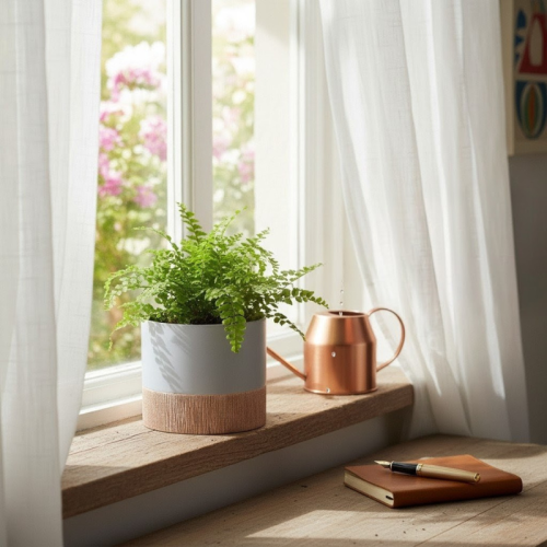 Ceramiczna doniczka z otworem odpływowym ∅ 18 cm – nowoczesna osłonka w naturalnym stylu