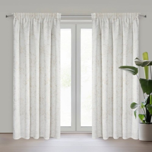 Zasłona gotowa 140 × 270 cm marmurek – elegancka zasłona dekoracyjna z taśmą kremowo złota