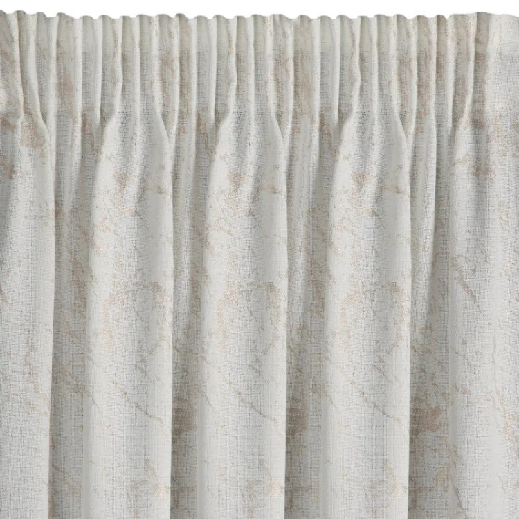 Zasłona gotowa 140 × 270 cm marmurek – elegancka zasłona dekoracyjna z taśmą kremowo złota