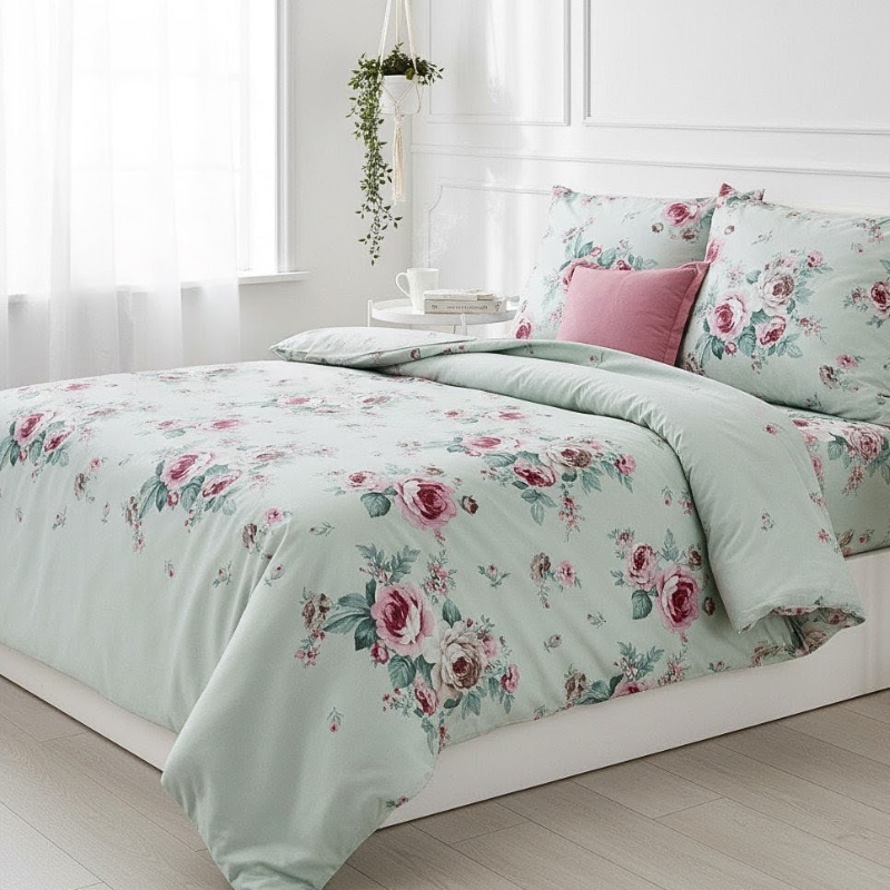 Komplet Pościeli - SARA róże - REINFORCE DELUXE 220x200 wysokogatunkowa bawełna