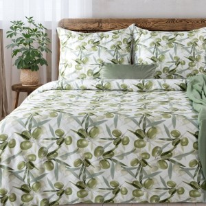 Pościel bawełniana OLIWKA 160x200 cm z wakacyjnym motywem greckim