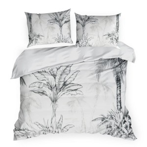 Pościel bawełniana z motywem liści bananowca 220x200 elegancka pościel