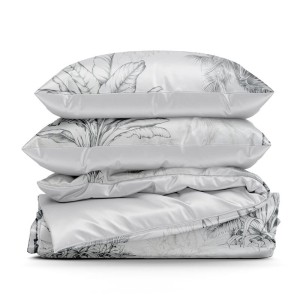 Pościel bawełniana z motywem liści bananowca 220x200 elegancka pościel