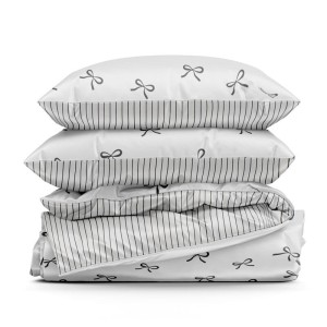 Pościel dwustronna - kokardki - 140x200 bawełna satynowa na zamek