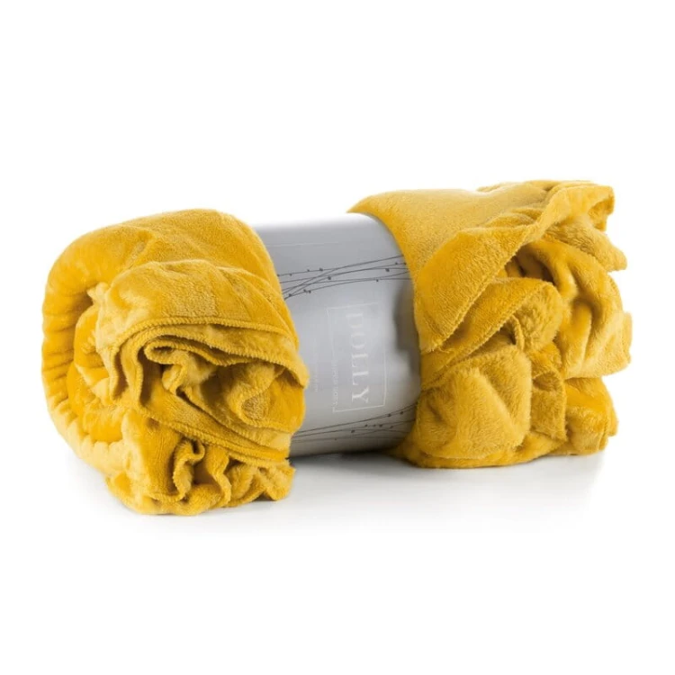 Koc z falbanką DOLLY super soft - 150x200 słoneczny