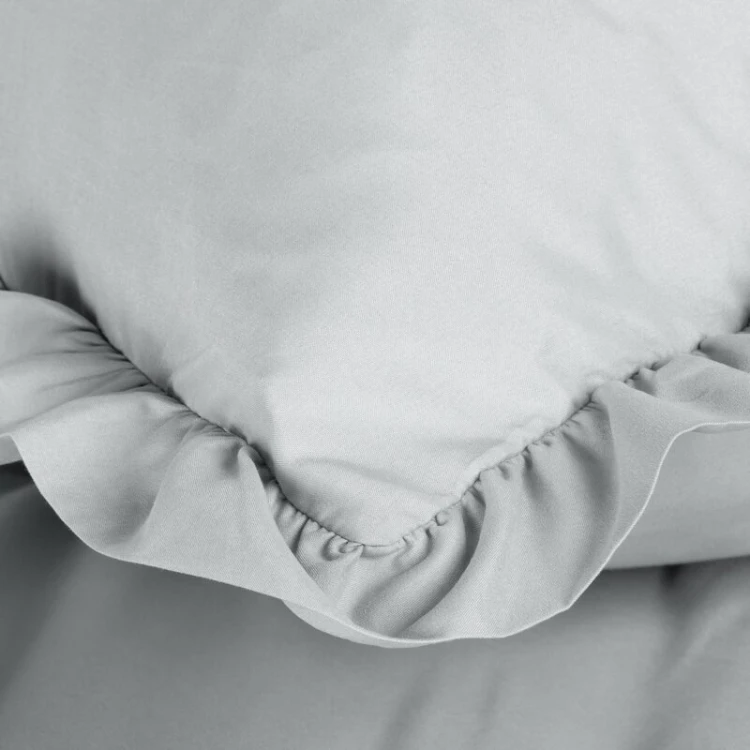 Komplet pościeli z falbanką 160×200 cm mikrowłókno kolor szary