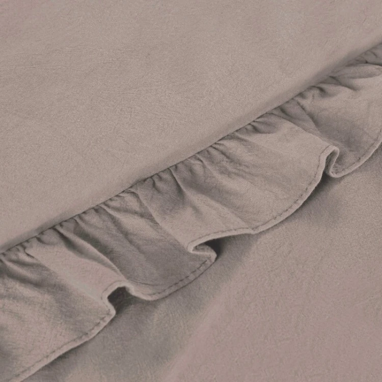 Komplet pościeli z falbanką 220×200 cm bawełna bez prasowania kolor pudrowy róż