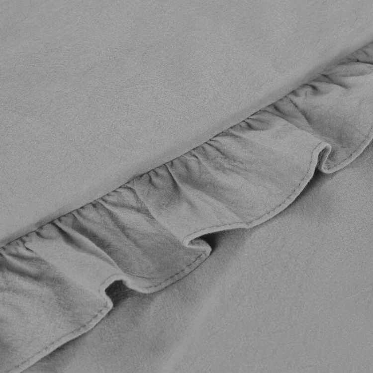 Komplet pościeli z falbanką 160×200 cm bawełna bez prasowania kolor srebrny