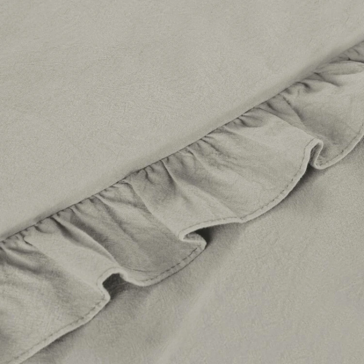 Komplet pościeli z falbanką 160×200 cm bawełna bez prasowania kolor beż