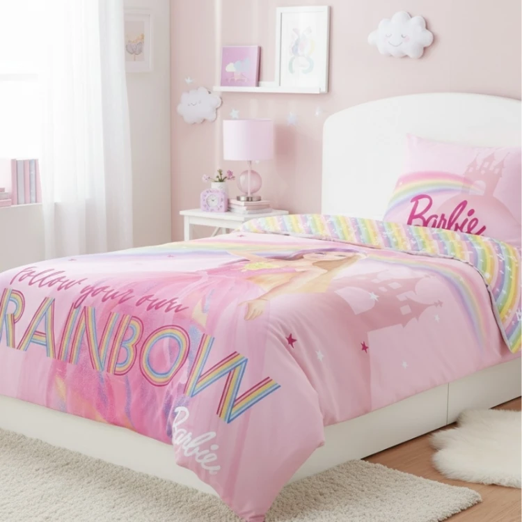 Pościel Dwustronna - Disney BARBIE - 140X200 cm 100% bawełna na zamek
