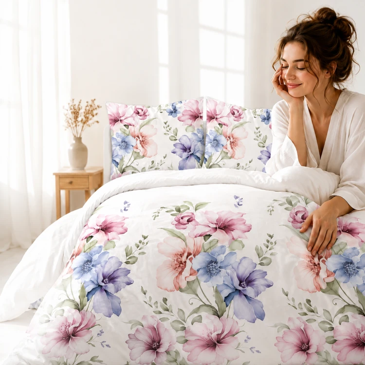 Flanelowa pościel - Kwiaty - 220x200 - 100% BAWEŁNA