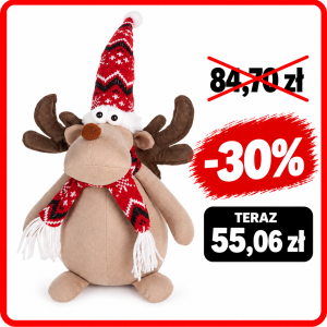Renifer Xmas w zimowym stroju 44 cm 