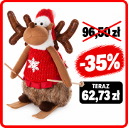Renifer Xmas w zimowym stroju 37 cm