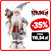 mikołaj Xmas w zimowym stroju - dekoracja bożonarodzeniowa - 45 cm