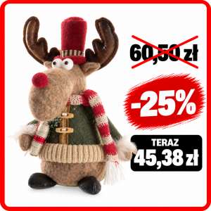 Świąteczny Renifer - szkoti SANTA - 29 cm  