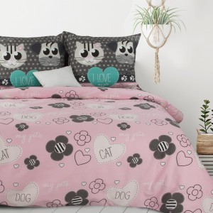 Komplet Pościeli Design91 - CAT&DOG - 140X200 bawełna na zamek