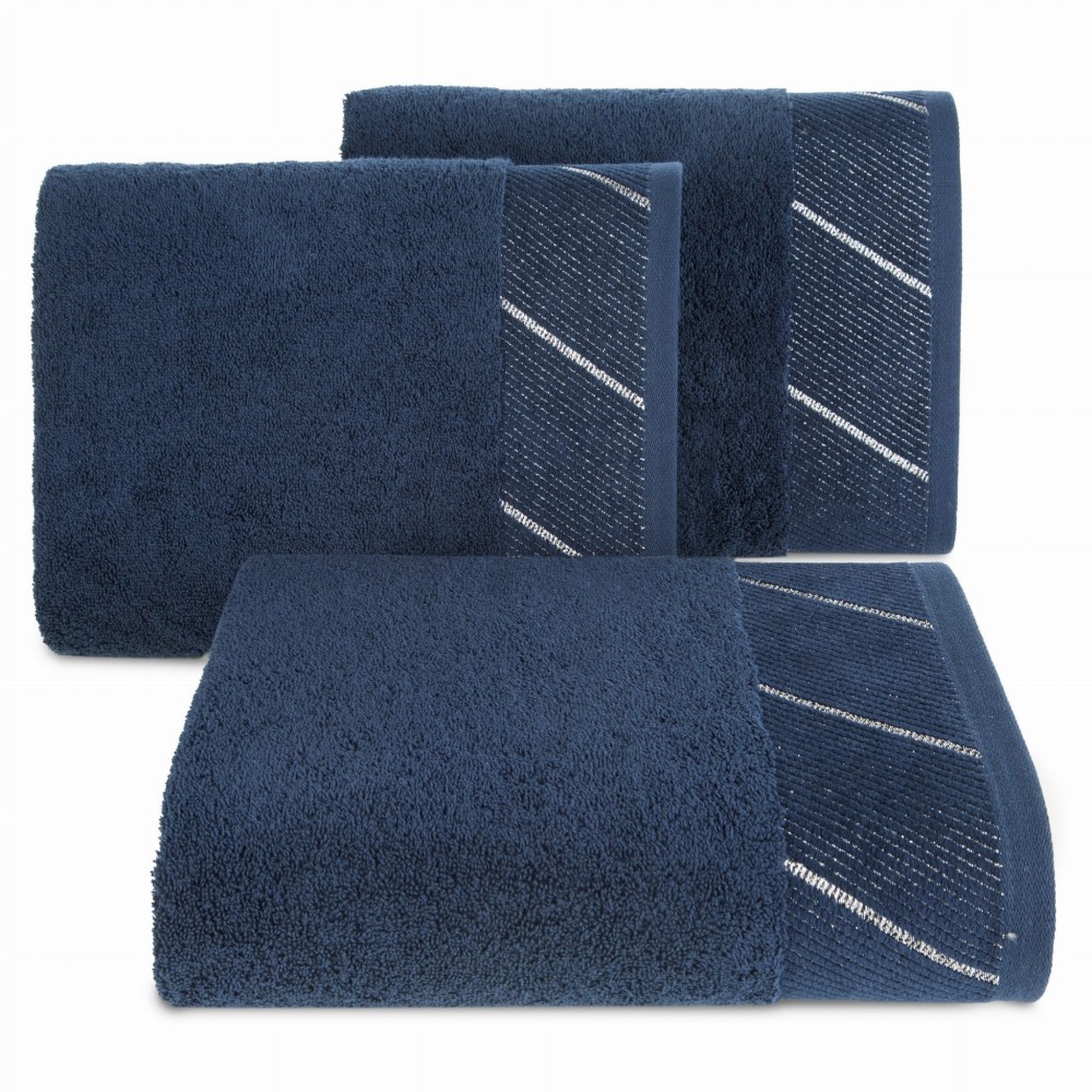 Ręcznik EVITA 50x90 granatowy z srebrnym zdobieniem - PREMIUM